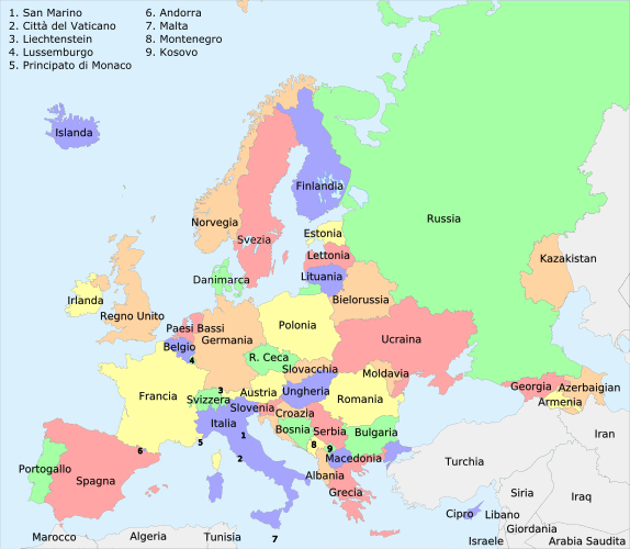 carta politica dell'Europa